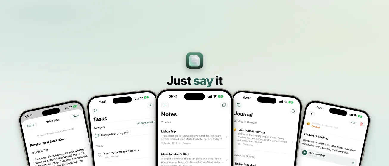 Example header image: Just say it above five fanned iPhones